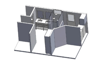 3D Model of Master Bathroom in Split Level