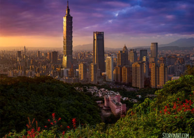 Taipei 101 City View at Sunset from Elephant Mountain